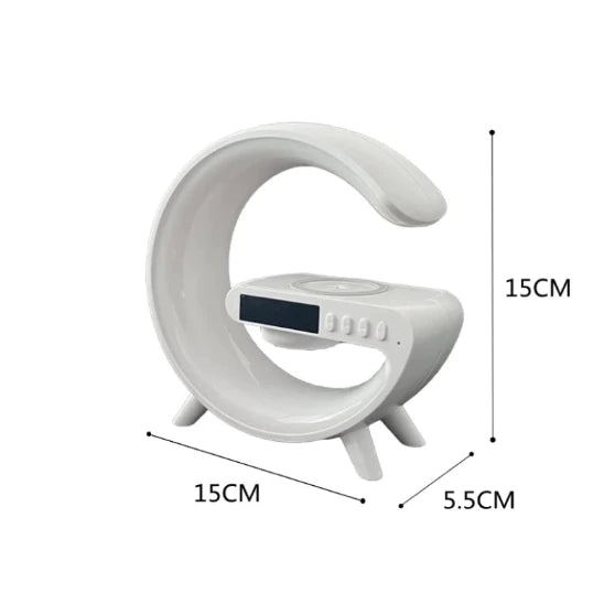 Caixa de Som Bluetooth Inteligente G-Speaker com Relógio Digital, Luminária RGB e Carregador Sem Fio