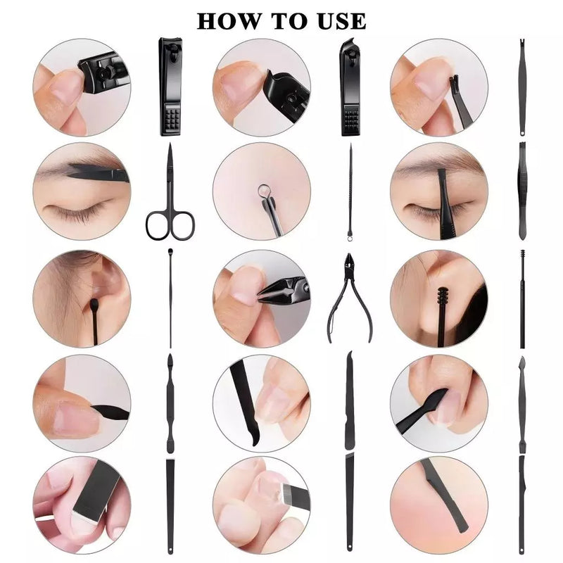 Kit Profissional 16 Peças em Aço Inoxidável – Manicure e Pedicure Completa