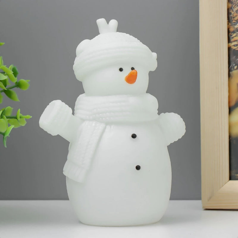 Enfeite de Natal Boneco de Neve com Luz LED e Floquinhos