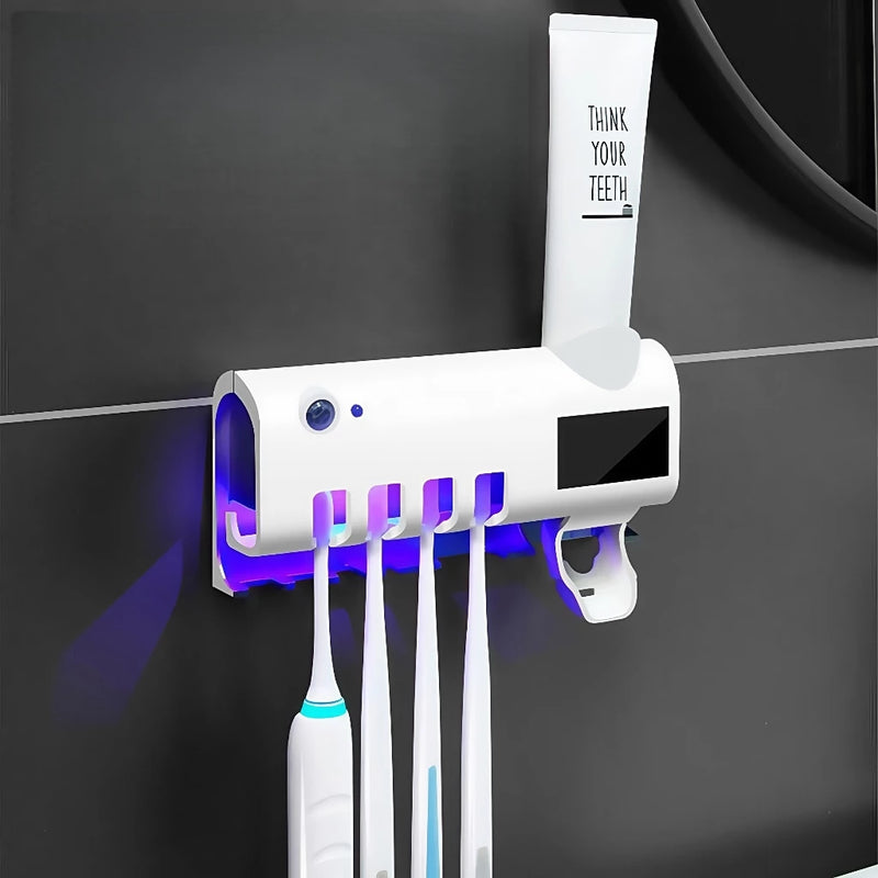 Porta Escovas Inteligente com Luz UV e Aplicador Automático de Creme Dental