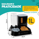 Kit Comedouro e Bebedouro Automático 2 em 1 — Dispenser de Ração + Reservatório de Água 1L para Cães e Gatos