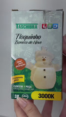 Enfeite de Natal Boneco de Neve com Luz LED e Floquinhos